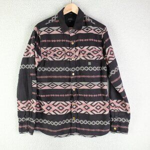 Roark Shacket Womens Medium Black Pink Shirt Jacket Southwestern Classic Fit